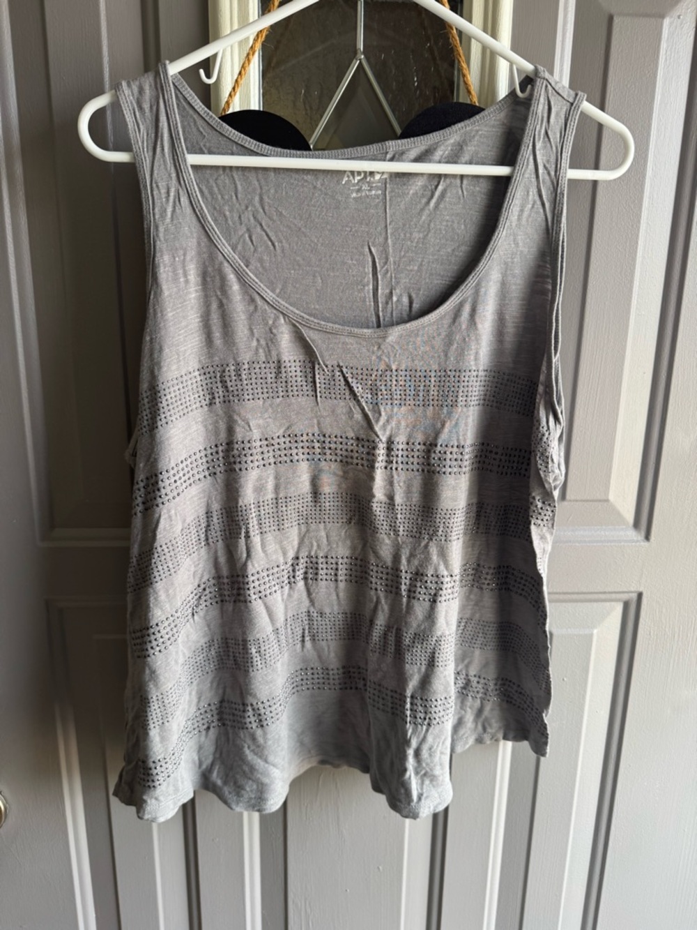 APL Gray Eyelet Stripe Scoop Tank